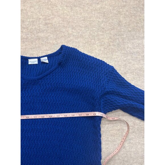 Vintage ShipnShore Sport Tunic Sweater Knit Blue Acrylic Shoulder Pads Large - Picture 7 of 8